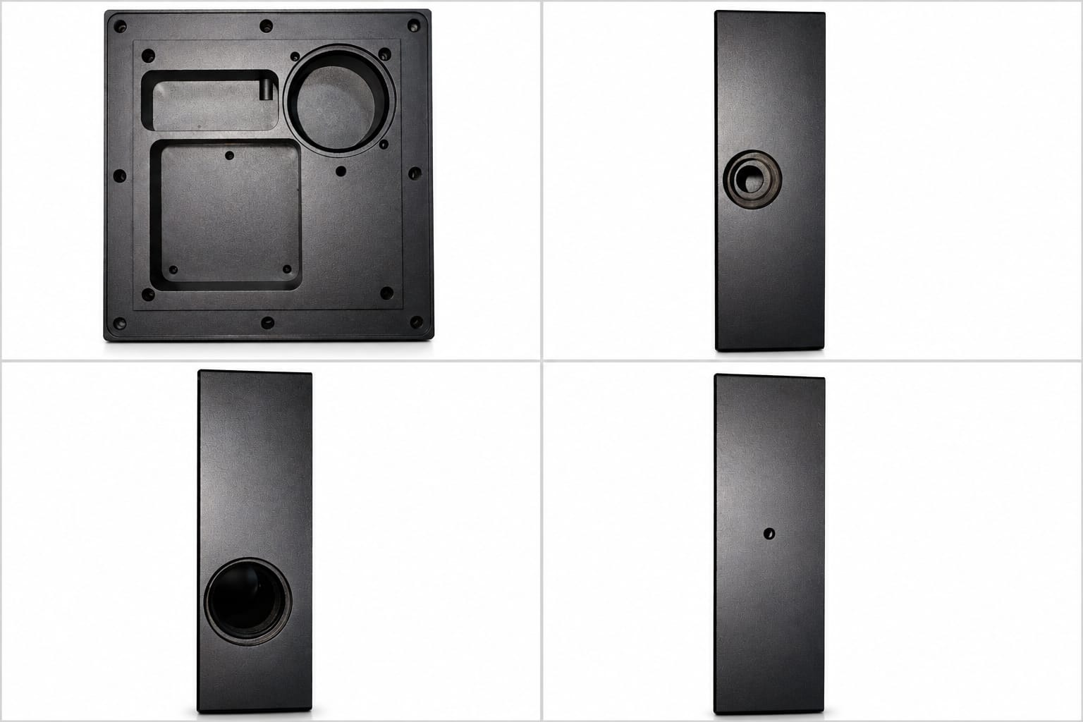Indicator Interface Housing in Aluminium 6061-T6 with Black Anodized Finish
